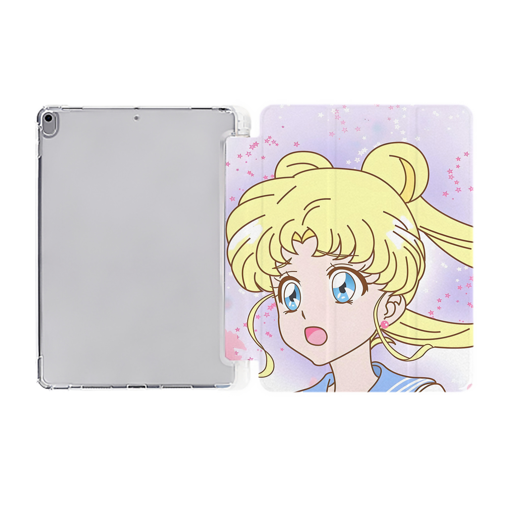 （画像用） 美少女戦士セーラームーン Sailor Moon IPad ケース ペン収納付き 三つ折りスタンド PUレザー×シリコン 対応機種9.5/10.5/10.9インチ